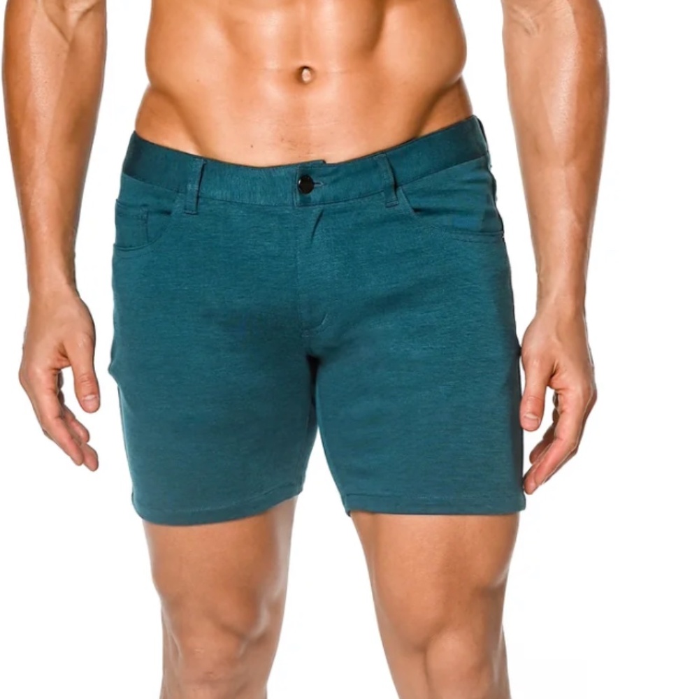 ST33LE CALYPSO BLUE 5" INSEAM STRETCH KNIT JEANS SHORTS NWT